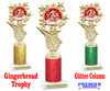 Gingerbread House theme trophy. Glitter Column.  Great for your Holiday events, contests and parties - f696