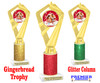 Gingerbread House theme trophy. Glitter Column.  Great for your Holiday events, contests and parties - ph111-2