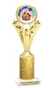 Gingerbread House theme trophy. Glitter Column.  Great for your Holiday events, contests and parties - h501