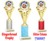 Gingerbread House theme trophy. Glitter Column.  Great for your Holiday events, contests and parties - h501