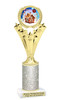 Gingerbread House theme trophy. Glitter Column.  Great for your Holiday events, contests and parties - h501