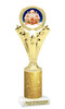 Gingerbread House theme trophy. Glitter Column.  Great for your Holiday events, contests and parties - h501-2