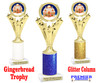 Gingerbread House theme trophy. Glitter Column.  Great for your Holiday events, contests and parties - h501-2