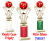 Candy Cane theme trophy. Glitter Column.  Great for your Holiday events, contests and parties - h416