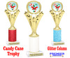 Candy Cane theme trophy. Glitter Column.  Great for your Holiday events, contests and parties - h501