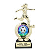 Soccer trophy.  Soccer figure with choice of soccer design.  Black horseshoe shape base.  5714