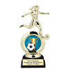 Soccer trophy.  Soccer figure with choice of soccer design.  Black horseshoe shape base.  5714