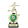 Soccer trophy.  Soccer figure with choice of soccer design.  Black horseshoe shape base.  5715