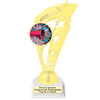 Cheer trophy with choice of cheer design.  Horseshoe shape base. Great for your squads, schools & competitions  ph113