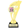 Cheer trophy with choice of cheer design.  Horseshoe shape base. Great for your squads, schools & competitions  ph113bl