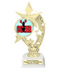 Cheer trophy with choice of cheer design.  Horseshoe shape base. Great for your squads, schools & competitions  h208