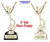 Cheer trophy with choice base color, horseshoe shape base.  Great for your squads, teams, schools, and more. 4536