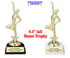 Dance trophy with choice base color, horseshoe shape base.  Great for your squads, teams, schools, and more. 664