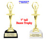 Dance trophy with choice base color, horseshoe shape base.  Great for your squads, teams, schools, and more. f3391