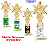 Male Soccer trophy.   Great trophy for your soccer team, schools and rec departments - sub columns  7805