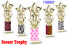 Soccer trophy with animal print column.   Great trophy for your soccer team, schools and rec departments - animal 756