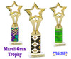 Mardi Gras trophy.   Great trophy for your Mardi Gras events, costume contests, pageants and more.  open star