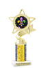 Mardi Gras trophy.   Great trophy for your Mardi Gras events, costume contests, pageants and more.  Gold 5043g