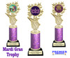 Mardi Gras trophy.   Purple Glitter column with choice of artwork.  Great trophy for your Mardi Gras events, costume contests, pageants and more.  696
