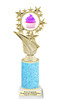 Cupcake themed trophy.  Light Blue Glitter column with choice of cupcake artwork.  Great for your Cupcake Wars, pageants, baking contests and more.  696