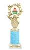 Cupcake themed trophy.  Light Blue Glitter column with choice of cupcake artwork.  Great for your Cupcake Wars, pageants, baking contests and more.  696