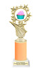 Cupcake themed trophy.  Neon Orange Glitter column with choice of cupcake artwork.  Great for your Cupcake Wars, pageants, baking contests and more.  696