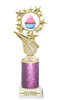 Cupcake themed trophy.  Purple Glitter column with choice of cupcake artwork.  Great for your Cupcake Wars, pageants, baking contests and more.  696