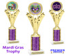 Mardi Gras Theme trophy.  Great trophy for your pageants, events, contests and more!   purple 501-2