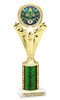 Mardi Gras Theme trophy.  Great trophy for your pageants, events, contests and more!   green 501-2