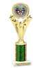 Mardi Gras Theme trophy.  Great trophy for your pageants, events, contests and more!   green 501-2