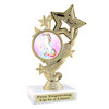 UNICORN TROPHY WITH 9 DESIGNS AVAILABLE AND CHOICE OF BASE. 6" TALL.  649