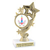 UNICORN TROPHY WITH 9 DESIGNS AVAILABLE AND CHOICE OF BASE. 6" TALL.  649