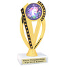 UNICORN TROPHY WITH 9 DESIGNS AVAILABLE AND CHOICE OF BASE. 6" TALL.  ph76