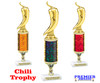 Chili themed trophy - great for your chili contests, BBQ competitions and more.  Height starts at 10" tall  Gold