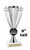 Crown Theme trophy.  8" tall. Great trophy for your pageants, events, contests and more! Silver Cup