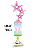 Easter theme trophy.  Festive award for your Easter pageants, contests, competitions and more.  stem pink 3 stars