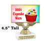 Cupcake themed trophy.  4.5" tall with choice of cupcake artwork.  Includes free engraved trophy plate   (676