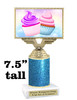 Cupcake themed trophy.  7.5" tall with choice of cupcake artwork.  Includes free engraved trophy plate   (676