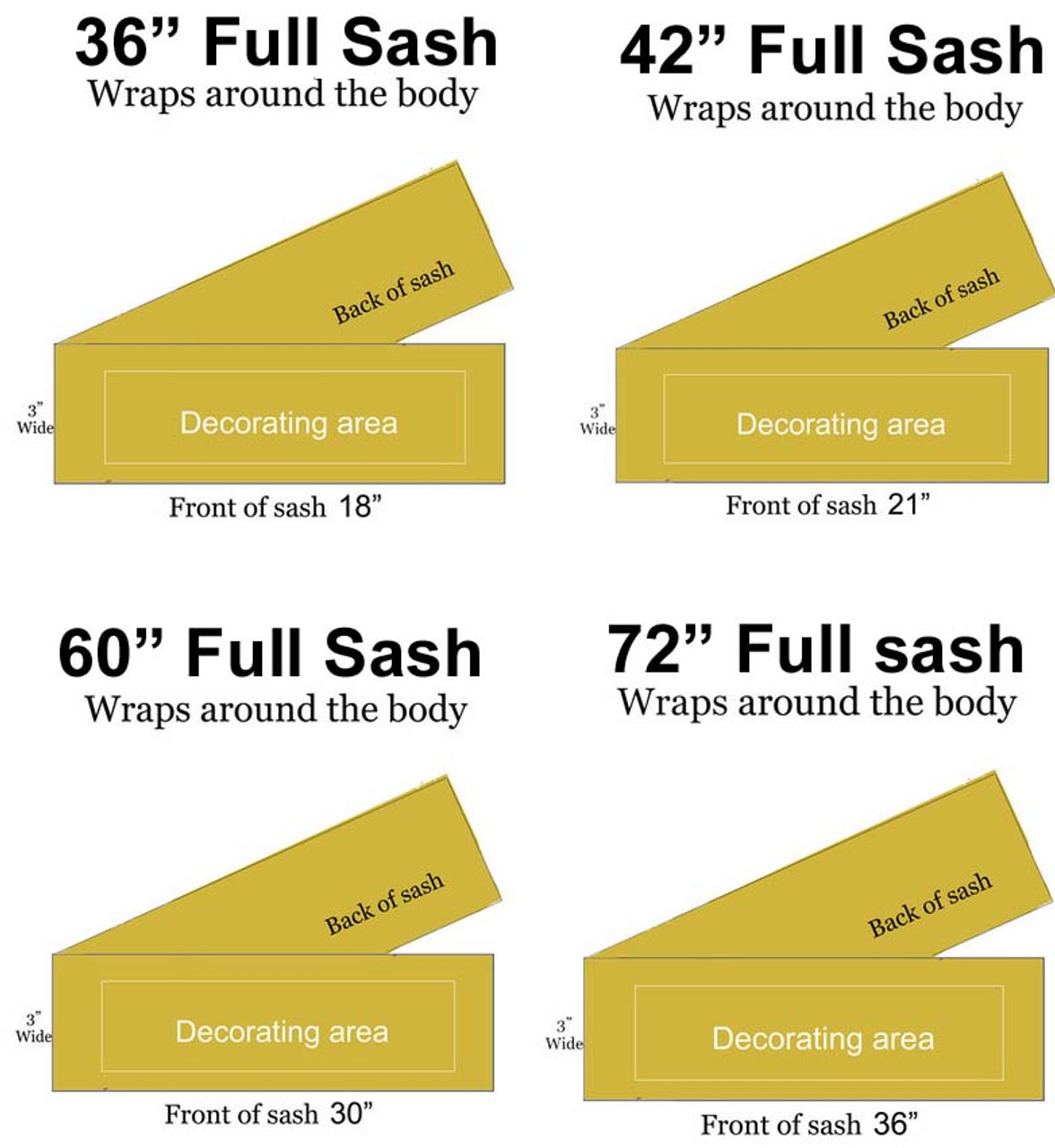 FULL SASH Stock titles - 4 sash sizes. Single satin ribbon with year, title  and clip art