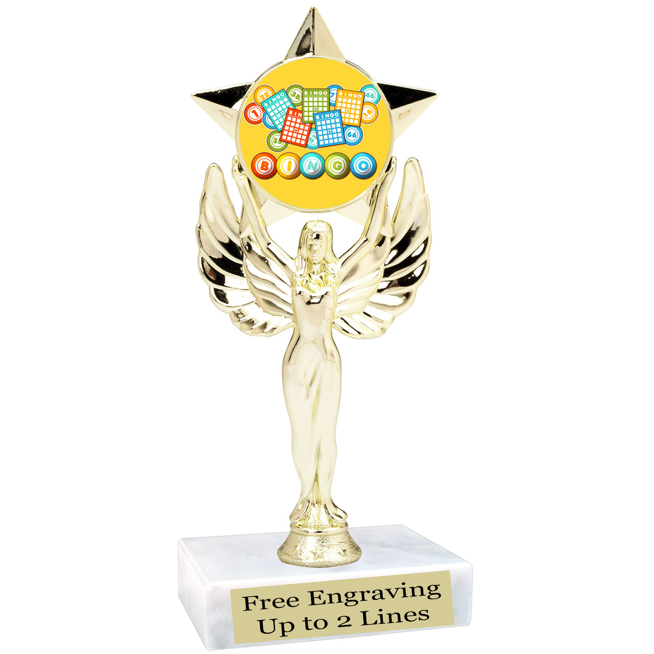 BINGO! trophy. 6tall with choice of insert design. Great award for your  Bingo games and Family Game Nights! 7517