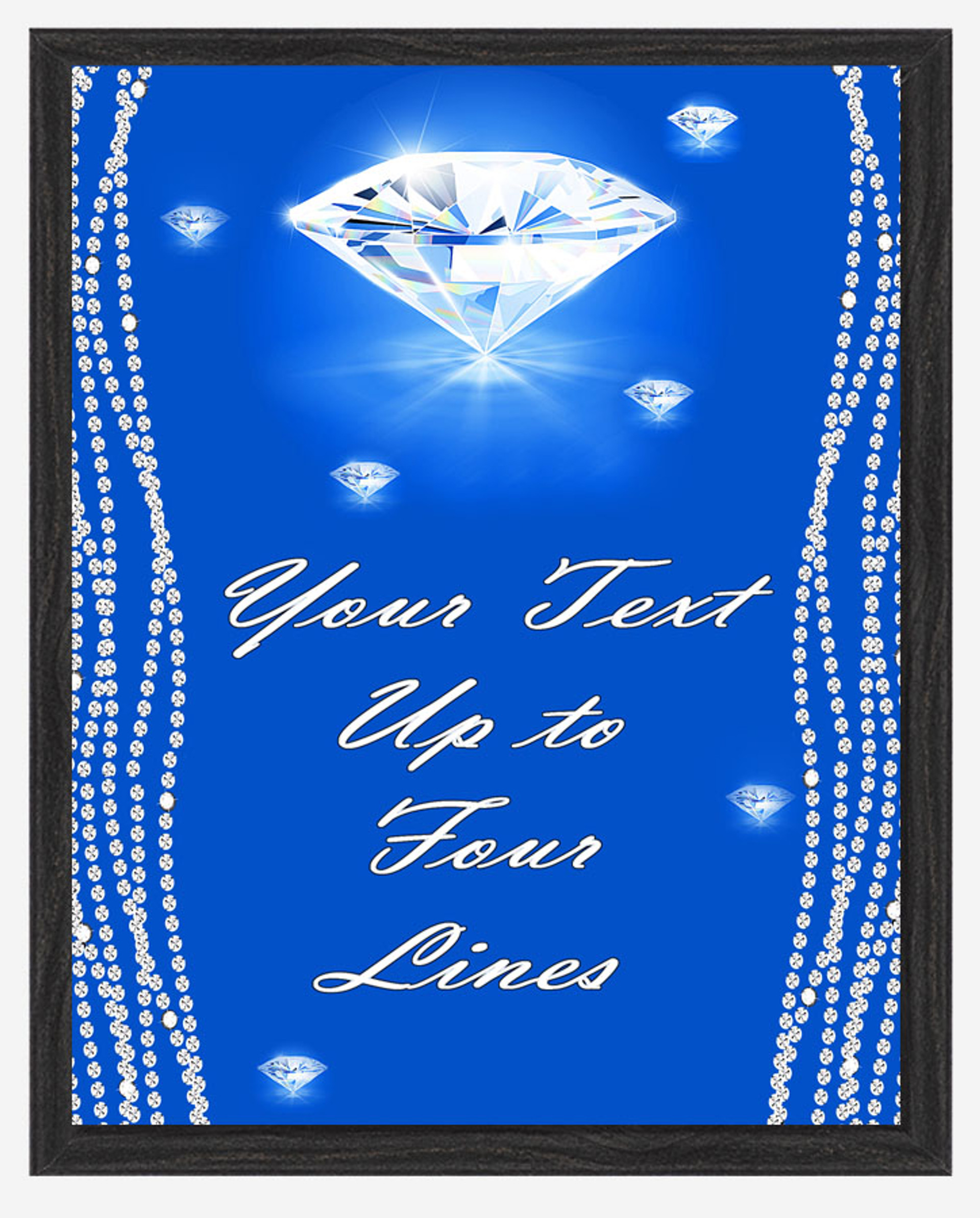 Diamond Custom Full Color Plaque . Black plaque with full color plate. 3 Plaques sizes available