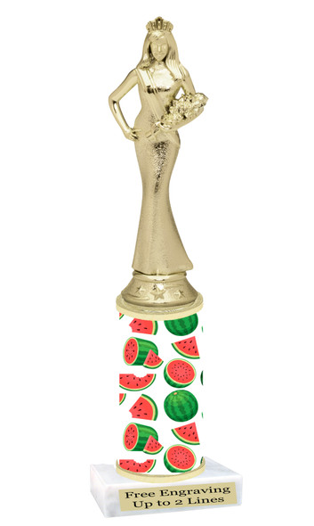 Watermelon  pattern  trophy with choice of trophy height and figure (002
