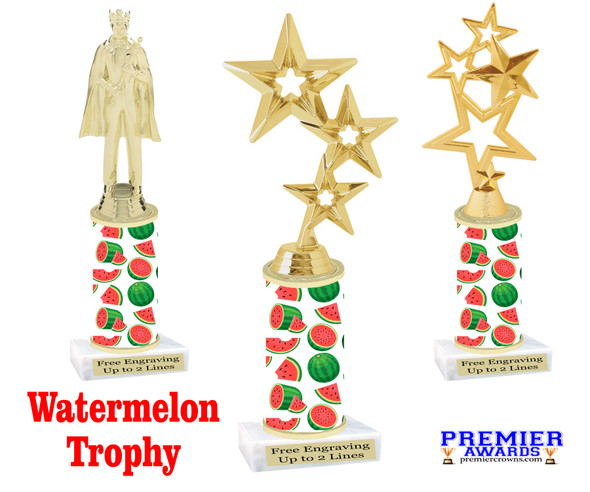 Watermelon  pattern  trophy with choice of trophy height and figure (002