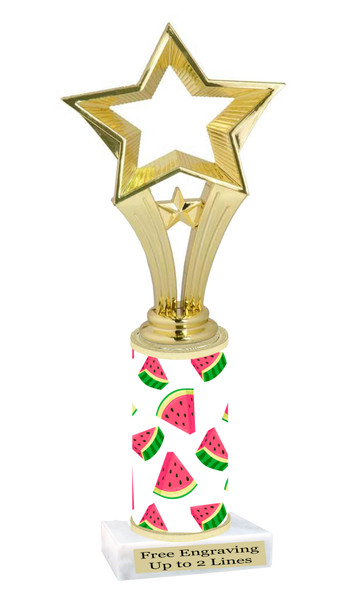 Watermelon  pattern  trophy with choice of trophy height and figure (003