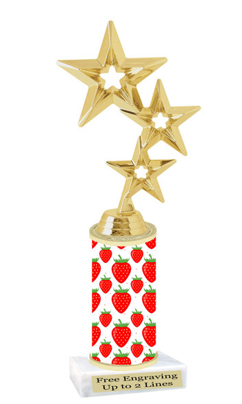 Strawberry  pattern  trophy with choice of trophy height and figure (002