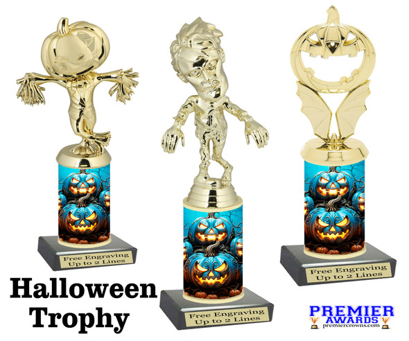 Our Exclusive Halloween trophy. Great trophy for your Halloween events, pageants and more.  10" tall - Sub H23