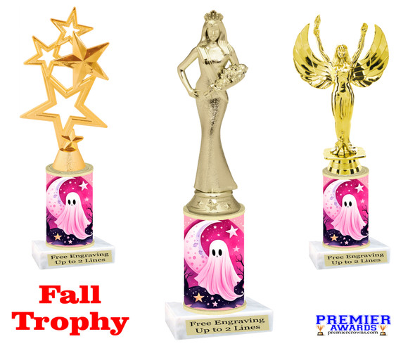 Our Exclusive Halloween trophy. Great trophy for your Halloween events, pageants and more. Choice of figure, height and base.  (Sub 1)