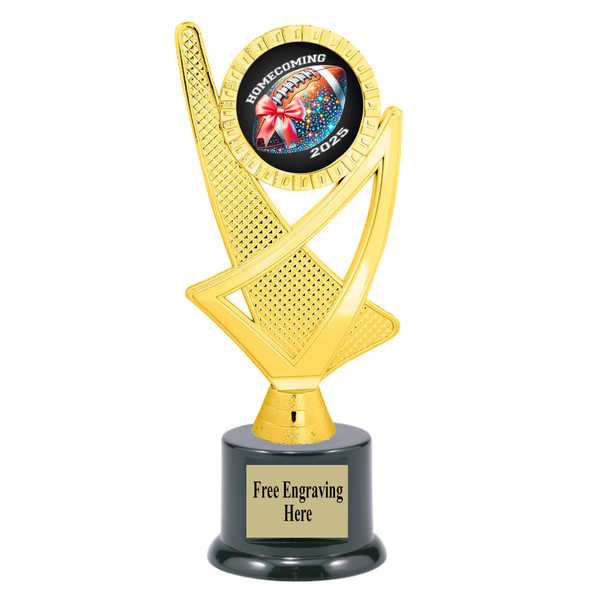 Homecoming theme trophy for you participants, courts, escorts and more. 6" to 8" tall with choice of base.   Ph107