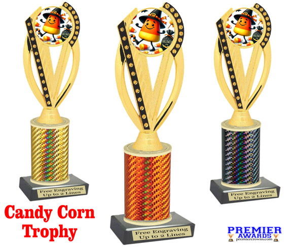 Candy Corn - Halloween Trophy. Choice of column color and height.  Great award for your pageants, events, contests,  parties and more.  PH-76