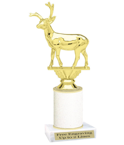 Reindeer theme Glitter trophy. Choice of column and trophy height.   Great for all of your holiday events and contests. 